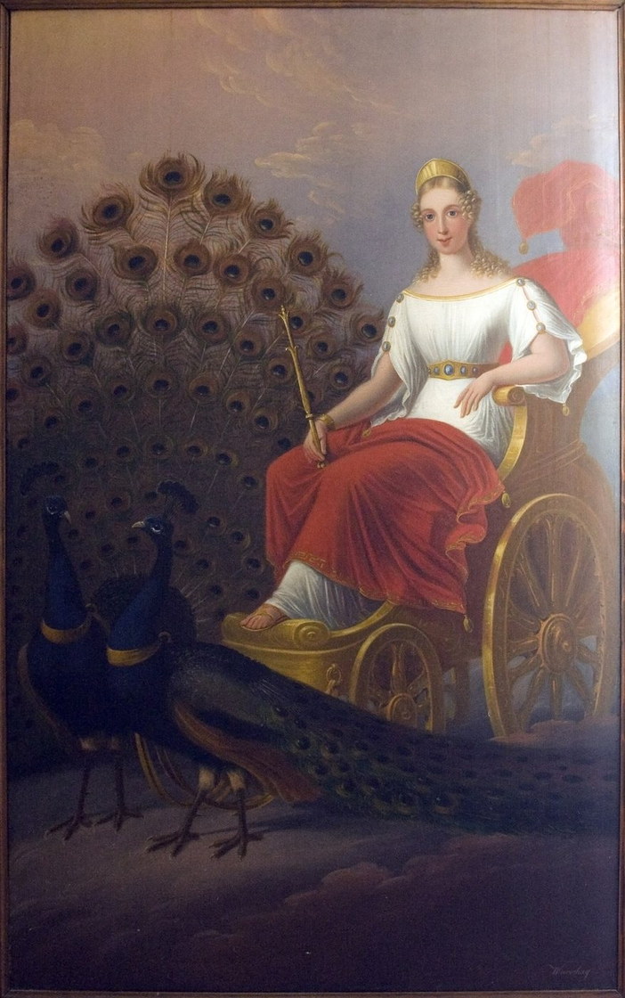 Junon sur son char aux paons - peinture d’enseigne, XIXe siècle