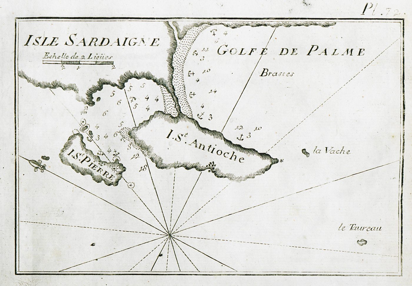 L’île Saint-Antioche, côte de Sardaigne - carte française, XVIIIe siècle