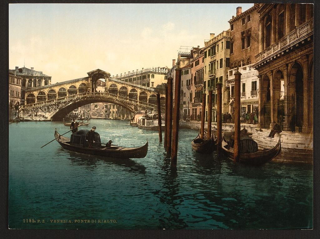 Le pont du Rialto - photochrome, Venise, vers 1895