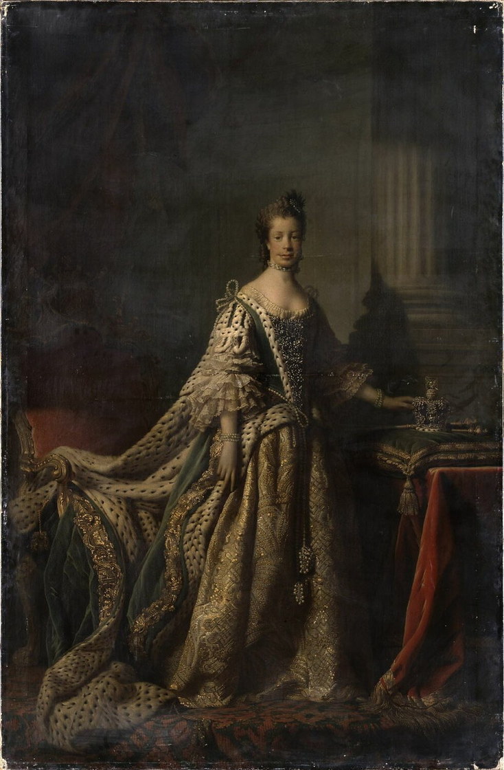 La reine Charlotte en habit de couronnement - Allan Ramsay, 1762