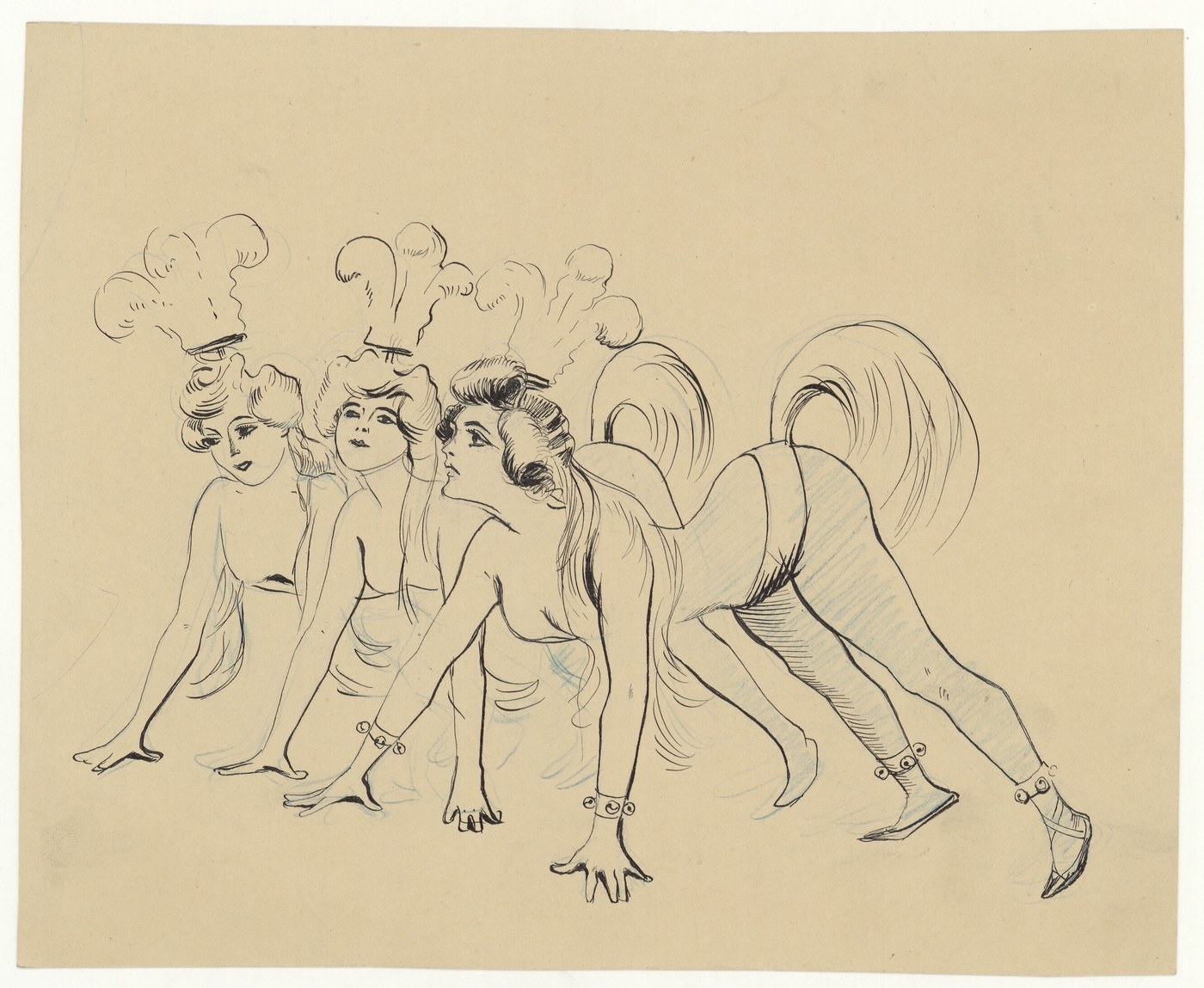 Chorus girls, scène de music-hall - Maurice Lourdey, Belle Époque, BnF