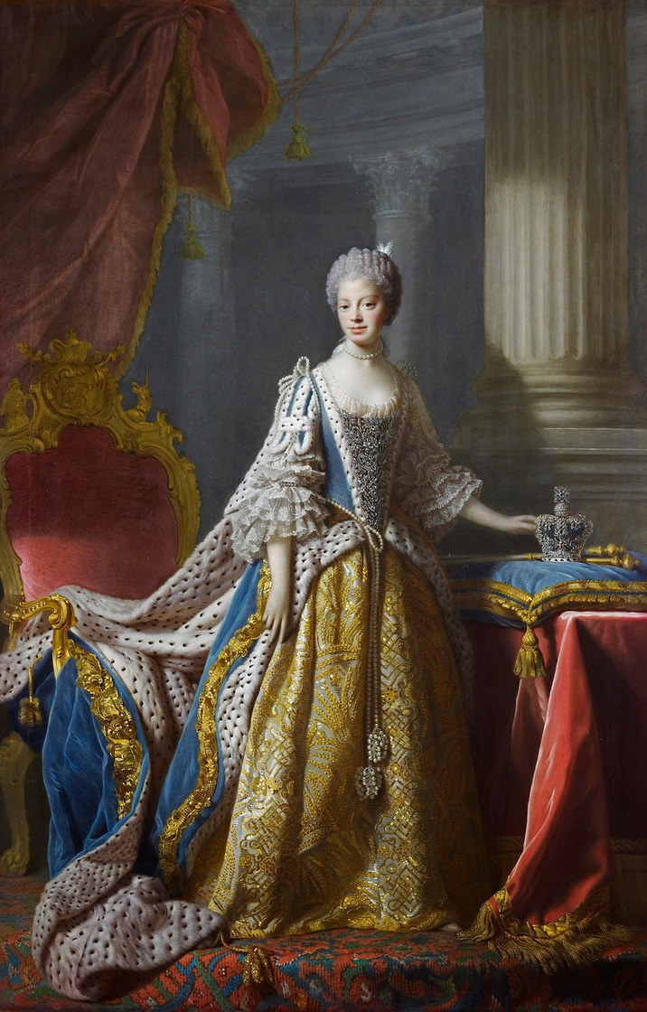 La reine Charlotte en habit de couronnement - Allan Ramsay, vers 1762, Royal Collection