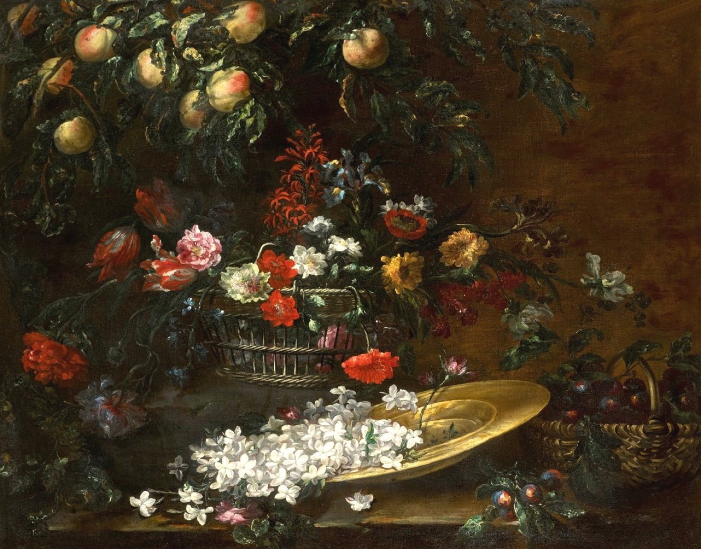 Nature morte aux fleurs de jasmin sur plat d’or - Giuseppe Vicenzino, XVIIᵉ siècle