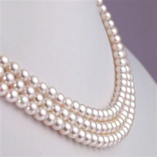 Collier triple rang de perles blanches
