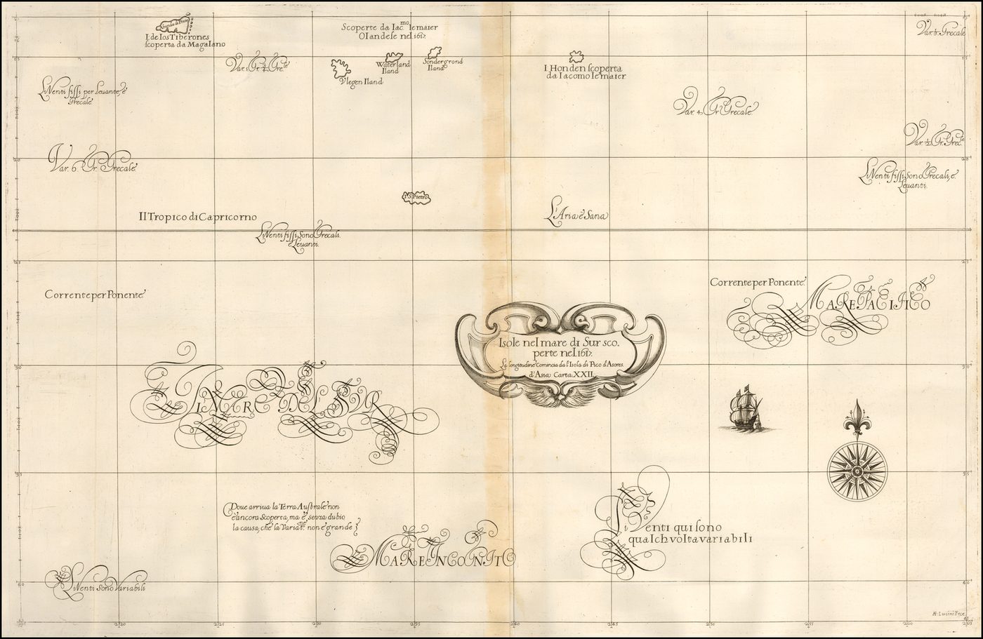 « Îles découvertes dans la mer du Sud, 1617 » - carte italienne d’époque