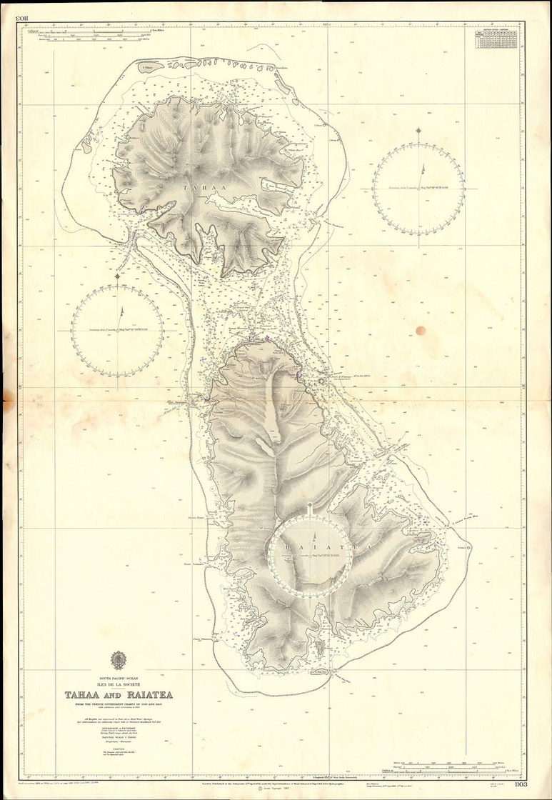 Carte marine - Tahaa et Raiatea, îles de la Société