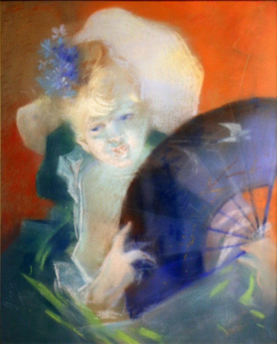 Femme à l’éventail - Jules Chéret, pastel
