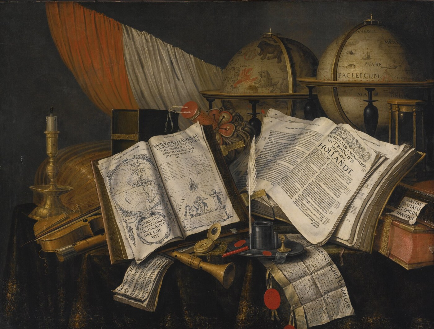 Vanité aux livres et aux globes - Edwaert Collier, XVIIᵉ siècle