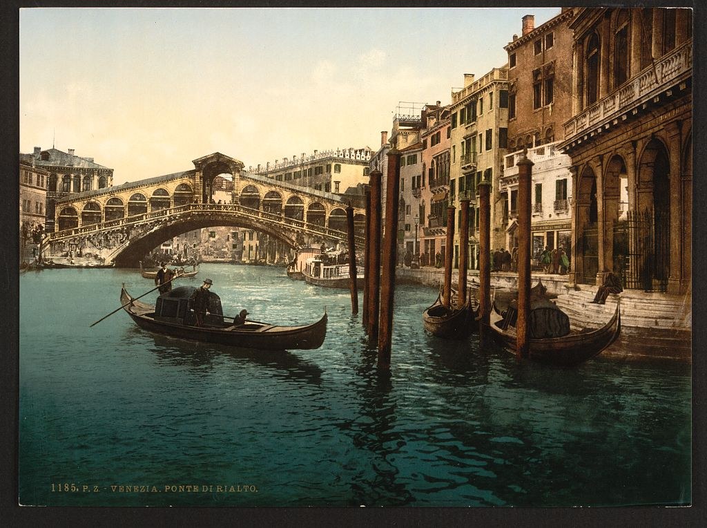Le pont du Rialto - photochrome, Venise, vers 1895